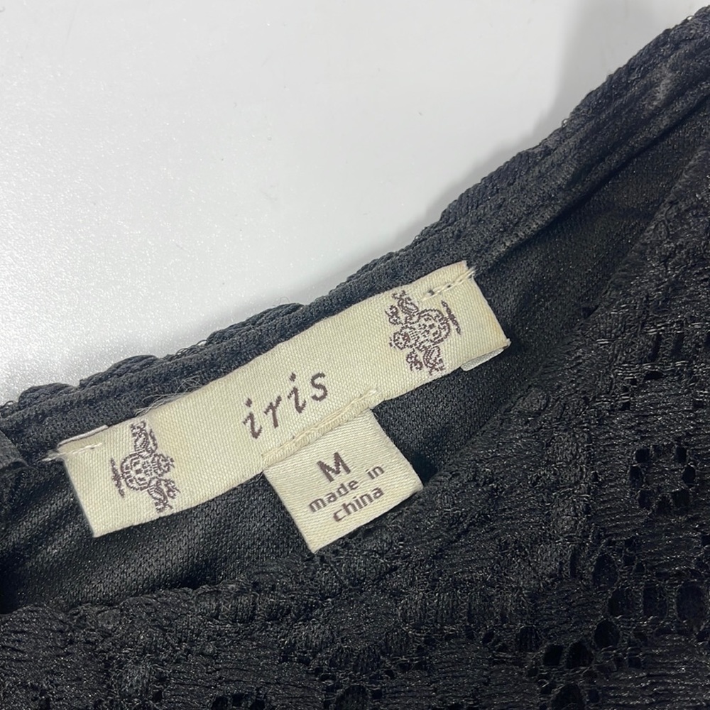 Iris Black Crochet Sheer Waist Sleeveless Fit & Flare Dress Size Medium M - Picture 5 of 5